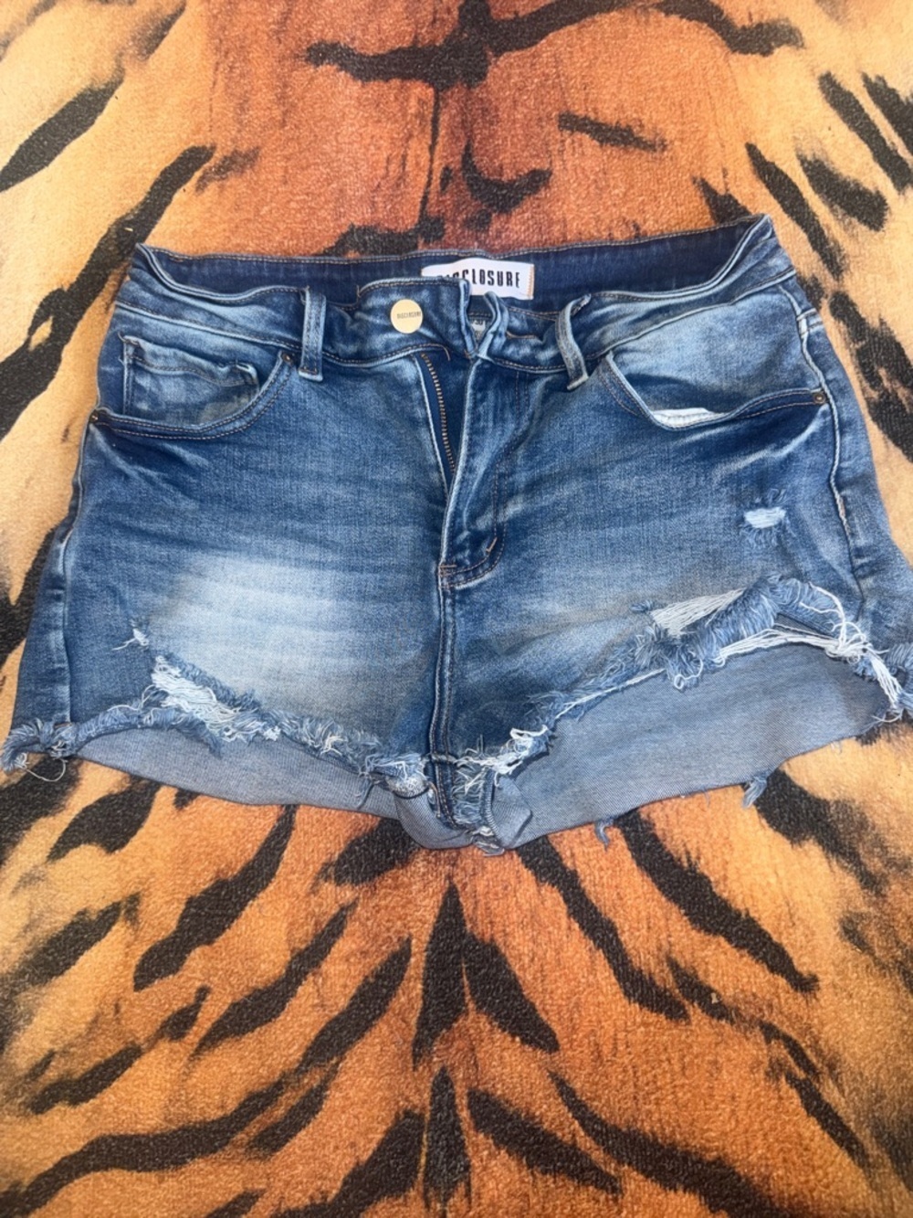 Disclosure Women's Distressed Blue Denim Jean Shorts